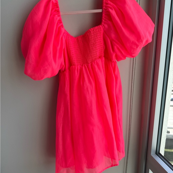 Target Viral Puff Sleeve Hot Pink Dress - Picture 3 of 3